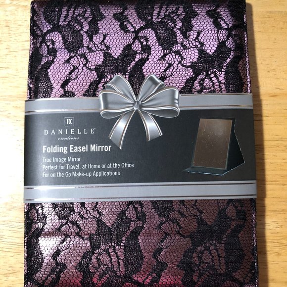 NWT Danielle Pink Gold Silver Lace Travel Home Folding Easel Mirror Lot of 3 - Picture 2 of 7